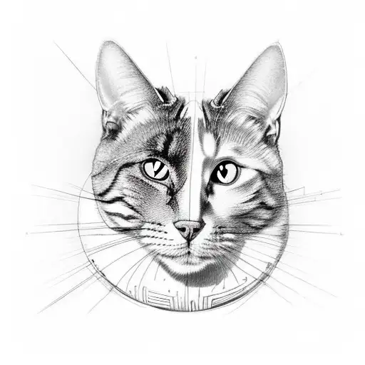 a man, a dog, and a cat, spooning in the shape of a Wi-Fi signal tattoo design idea