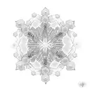 Incorporate the Olympic rings into a snowflake design with Damavand Iran in the background tattoo design idea