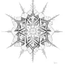 Incorporate the Olympic rings into a snowflake design with Damavand Iran in the background tattoo design idea