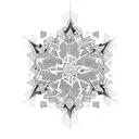 Incorporate the Olympic rings into a snowflake design with Damavand Iran in the background tattoo design idea