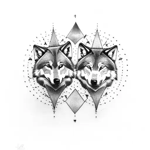 two wolves representing duality tattoo design idea