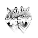 two wolves tattoo design idea