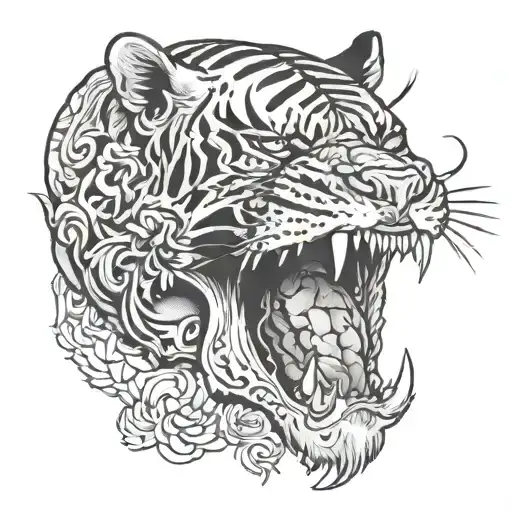 carpe diem tiger-skull tattoo design idea
