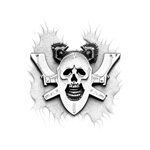 chainsaw with up the wahs carved into it  tattoo design idea