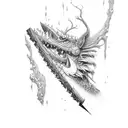 chainsaw with up the wahs carved into it  tattoo design idea