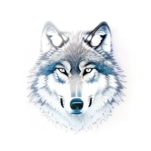 A wolf on a boat dock in a port at night tattoo design idea