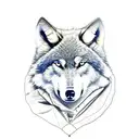 A wolf on a boat dock in a port at night tattoo design idea