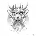 cerber, three-headed dog, demon, evil, shadow, dark tattoo design idea