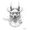 cerber, three-headed dog, demon, evil, shadow, dark tattoo design idea