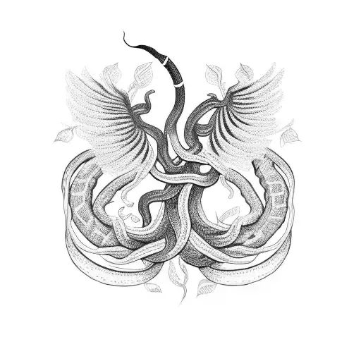 A cobra intertwined with a vine that spells out the word 'Family' tattoo design idea