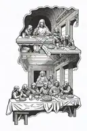 last supper table tattoo design idea