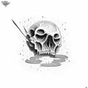 broken skull with g59 on forehead tattoo design idea