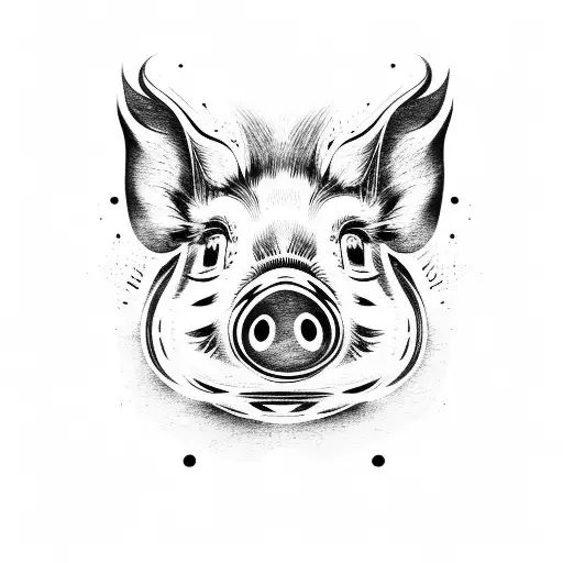 A pig being crossed by a knife, lighting vector tattoo design idea