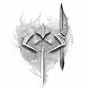 A sword with a broken blade, being crossed by a lightning tattoo design idea