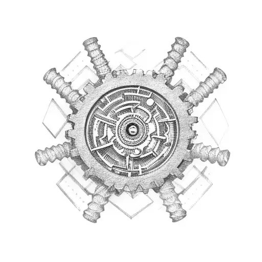 Microscopic view of cells with gears and cogs inside tattoo design idea