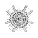Microscopic view of cells with gears and cogs inside tattoo design idea