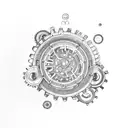 Microscopic view of cells with gears and cogs inside tattoo design idea