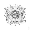 Microscopic view of cells with gears and cogs inside tattoo design idea