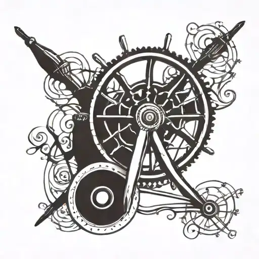 Spinning wheel tattoo design idea