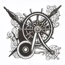 Spinning wheel tattoo design idea