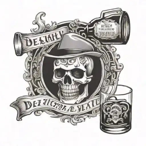 alcohol death whiskey tattoo design idea