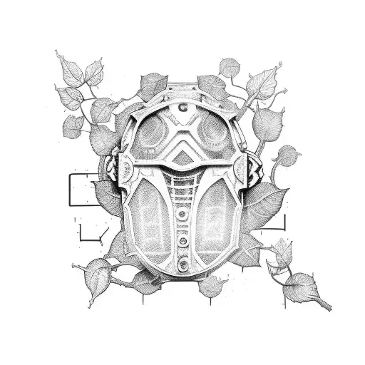 Miners lamp wrapped in ivy tattoo design idea