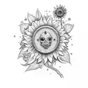 Miners lamp wrapped in ivy with sunflower inside the lamp tattoo design idea