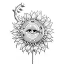 Miners lamp wrapped in ivy with sunflower inside the lamp tattoo design idea