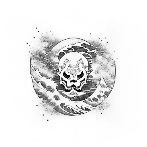 Kanagawa wave fine line tattoo very minimalistic tattoo design idea