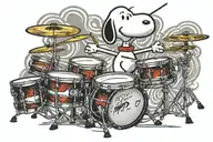 Snoopy playing drums tattoo design idea