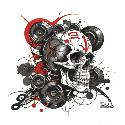 skull and name satyam tattoo design idea
