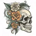 skull and name satyam tattoo design idea