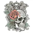 skull and name satyam tattoo design idea