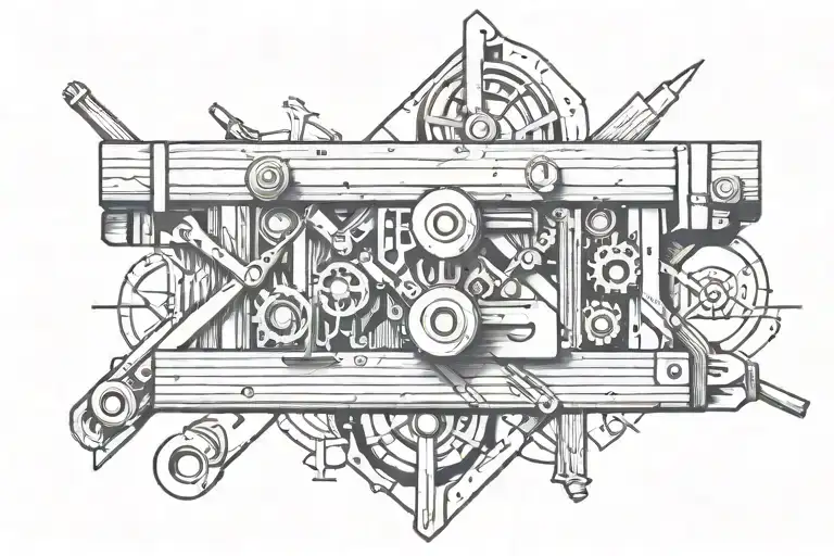 A minimalist tattoo of a detailed woodworking tool, incorporating elements of drawing and creativity tattoo design idea