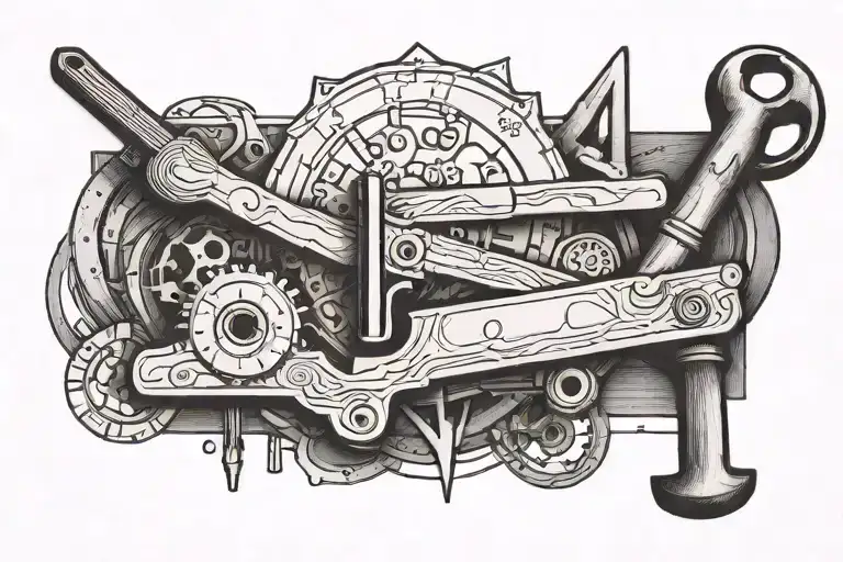 A minimalist tattoo of a detailed woodworking tool, incorporating elements of drawing and creativity tattoo design idea