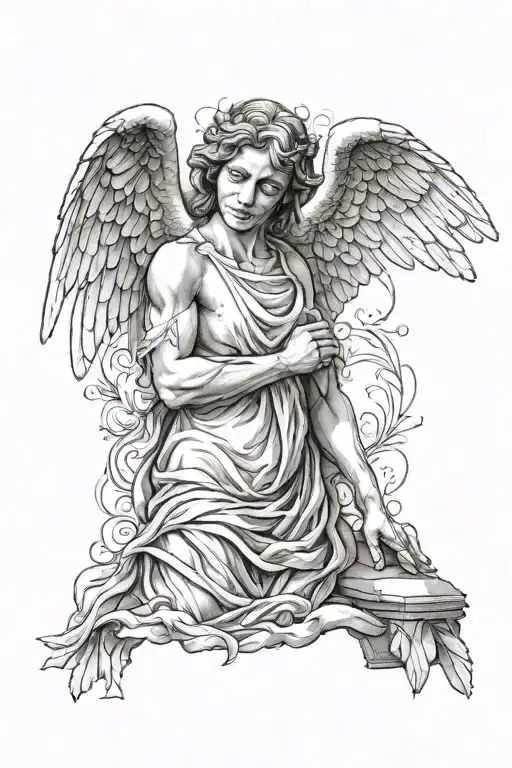 make a arm sleeve of a biblically accurate angel   tattoo design idea