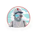 A guy is napping in a canoe with hat on his face.   tattoo design idea