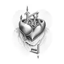 heart with letter l and k tattoo design idea