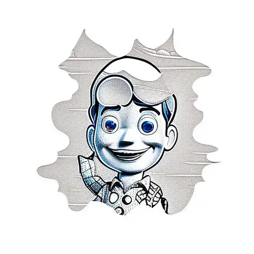 Woody from Toy Story with the first name Ellie under his boot tattoo design idea