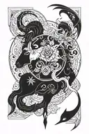 combination of Aries, Sagittarius and Gemini zodiac sign in mandala design tattoo design idea