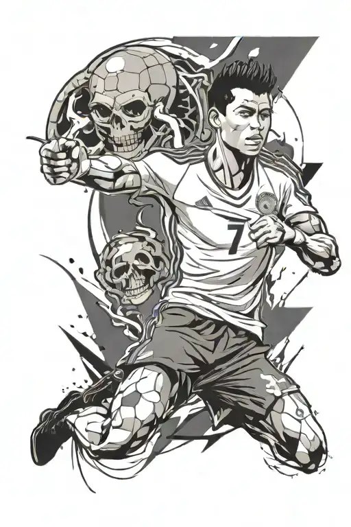Combine elements from One Piece and Cristiano Ronaldo (Cr7) in a unique tattoo design tattoo design idea