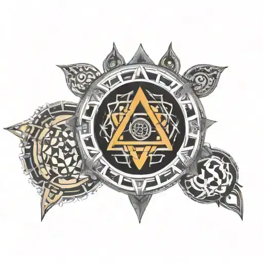 sacred geometry sri yantra below neck circular small unique tattoo  tattoo design idea