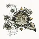 sacred geometry sri yantra below neck circular small unique tattoo  tattoo design idea