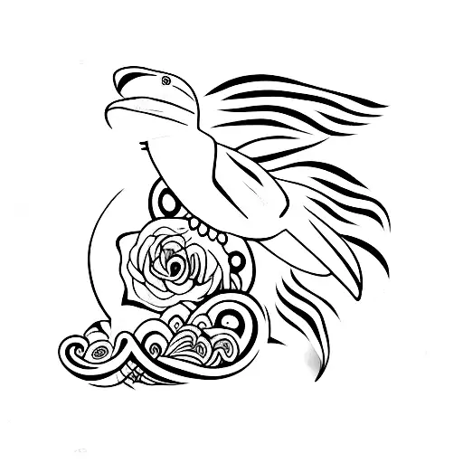 I love you higher than the sky and deeper than the ocean Quote with a eagle flying above and a shark swimming below tattoo design idea