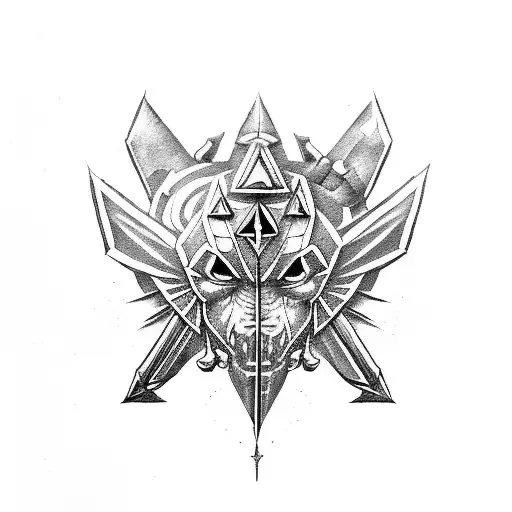 sword of zelda inside head of ganondorf tattoo design idea