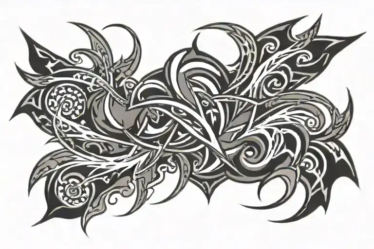 tribal thunder lightning tattoo design idea