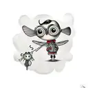 coraline inspired key and dragonfly  tattoo design idea