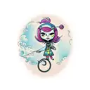 coraline inspired key and dragonfly  tattoo design idea