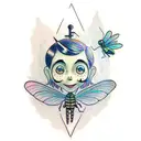 coraline inspired key and dragonfly  tattoo design idea