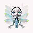 coraline inspired key and dragonfly  tattoo design idea